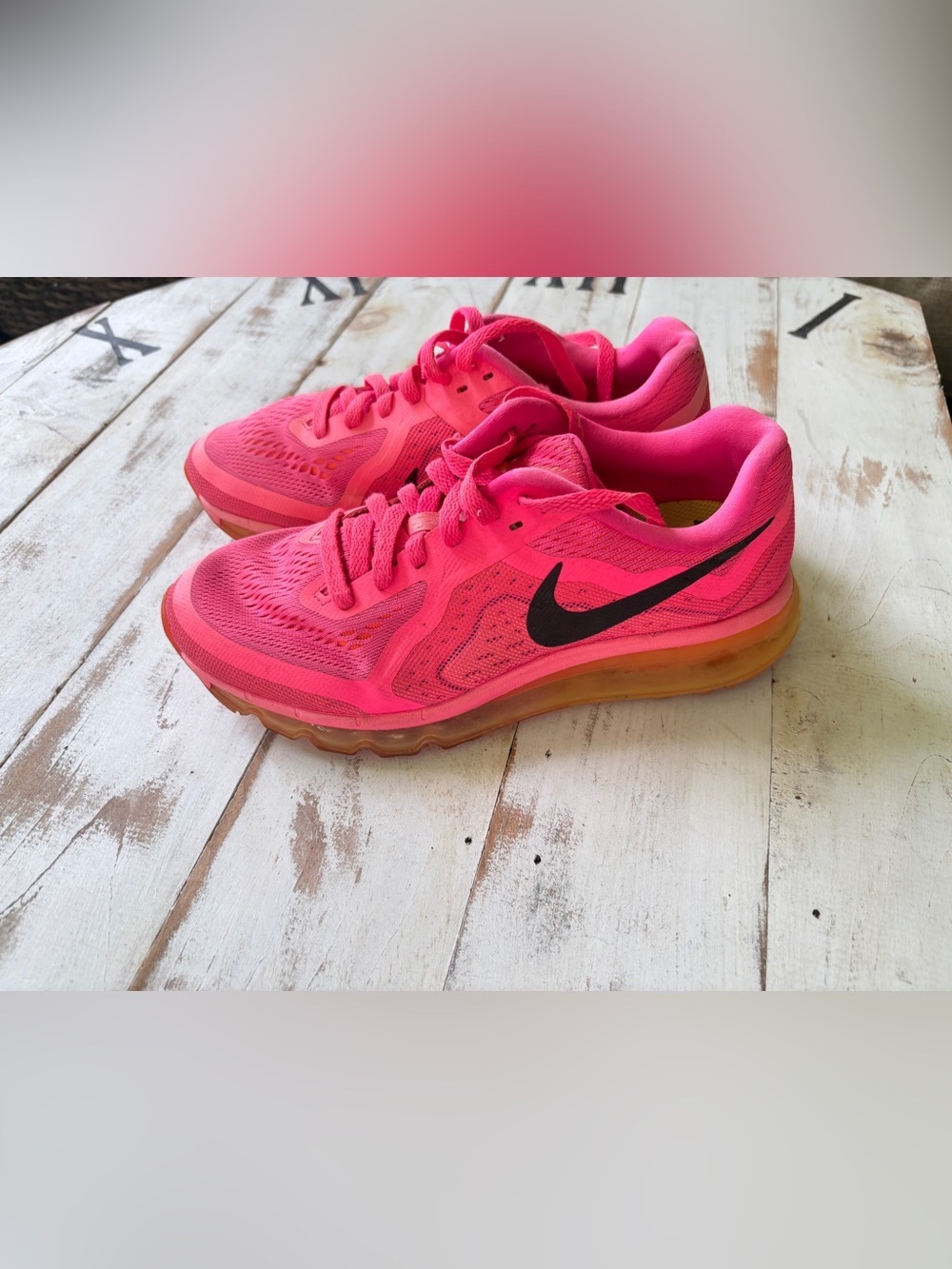 NIKE AIR MAX 2014 hyper pink mesh womens sneakers sz 8.5 EUC 621078-601 GOAT